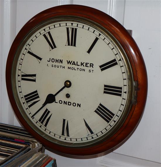 John Walker, London - a mahogany wall clock, circa 1860 diameter 36cm